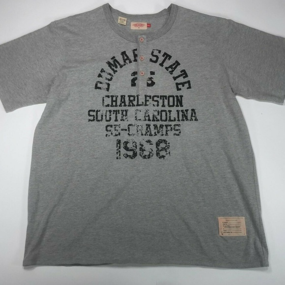 Hawke And Dumar Mens Gray T-Shirt 3 Buttons - Picture 1 of 6